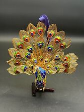 Cloisonne Enamel Gold Wire Colorful Peacock Ornament picture