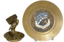 2 Post Korean War Brass Military Mess Hall Ashtray and 2146 Communications Group picture