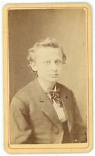 Antique CDV Circa 1870s Baker Interesting Looking Young Man in Suit Columbus, OH picture