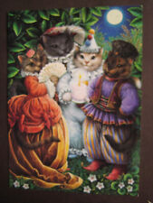 UNUSED vintage greeting card By Lynn Bywaters BIRTHDAY Cats in Costume w/ Cake picture