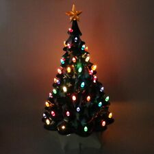Vintage Ceramic Christmas Tree Dated 1969 18” 2 Piece Snowy with on/off switch picture