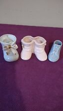 Lot Of 3 Vintage Ceramic Baby Shoe Planters picture