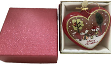 Pier 1 Li Bien 2014 Heart Christmas Ornament Hand Painted Foxes Hedgehog Boxed picture