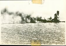 1940's WWII US Navy 5x7  Three Photos of  burning Japanese Cruisers & Tanker picture