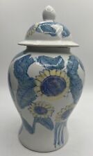 Vintage Sunflower Ceramic Ginger Jar Urn With Lid 10” picture
