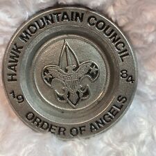 Vintage 1984 Boy Scout Pewter Hawk Mountain Council Order Of Angels Pin Dish picture
