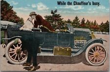 Vintage 1910s Romance / Automobile Comic Postcard 