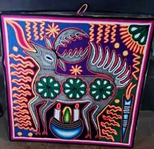 **  NATIVE AMERICAN HUICHOL  WIXÁRIKA SHAMANIC YARN PAINTING 12X12 IN DEER NICE* picture
