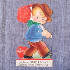 Early 1900s Vintage Valentine Card Hobo Boy Trampin' Be Mine A-Meri-Card used picture