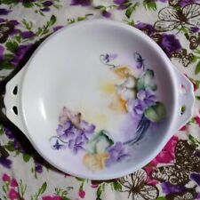 ANTIQUE SILESIA (K. St. T) Handpainted & Signed PORCELAIN PLATE w VIOLET FLOWERS picture