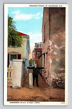 c1928 WB Postcard St. Augustine FL Florida Treasury Street picture