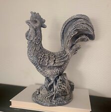 Heavy Farmhouse Or French Country Black With White Rooster Statue picture