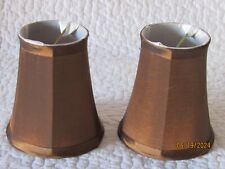 Pair Of Vintage Mini Lamp Shades, Bronze Silk like  5” Tall Bell Shape picture