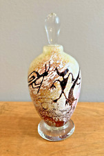 Signed Satava Art Glass Perfume Bottle Petroglyphs Kokopelli Man Swirls Flute 95 picture