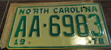 NOS 1978 North Carolina license plate AA 6983 new NC picture