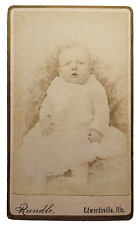 Original Old Vintage Antique CDV Photo Picture Image Cute Infant Baby Dress picture
