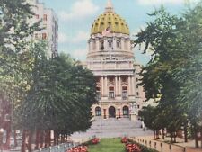 C 1940 State Street Showing State Capitol Harrisburg PA Linen Vintage Postcard picture