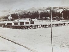 Military Camp Marching Men with Guns over their Shoulders Antique Vintage Photo picture