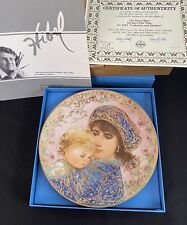 Catherine & Heather Edna Hibel Mothers Day Plate 18 Karat Gold Fine China 1987  picture