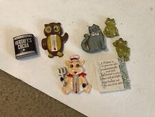 Vintage Arjon Brown Owl PIG FROGS MORE Refrigerator Magnet Thermometer LOT RARE picture