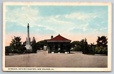Vintage Postcard LA New Orleans Entrance Metairie Cemetery White Border ~6921 picture