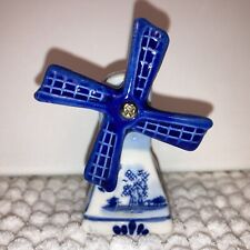 Blue Delft Windmill  Decor Rotating Blades 3” tall Handpainted Holland Mini  picture