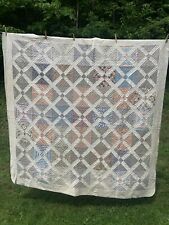 Vintage 1920s to 1940s X Block Hand stitched Hand quilted Quilt picture