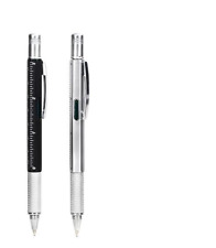 TWO  Kikkerland 4in1 Pens/ Multi Tool/Screwdriver/Level/Ruler /Pen Black&Silver picture