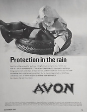 1968 Avon Motorcycle Tire Print Ad Boy Raincoat Boots picture