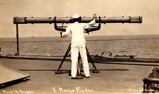 1911 RPPC Navy Man Operates A Range Finder Aboard Ship on Ocean ANTIQUE Postcard picture