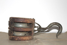 Vintage Claw Pulley, Wood and Iron, Farm Barn, Maritime, Rustic Country  picture