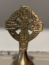 Solid Brass Ireland Celtic Cross Bell Made In Ireland Vintage picture