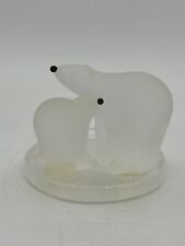 Party Lite Polar Bear & Cub Votive Candle Holder  Frosted Glass picture