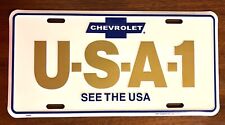 1960s VINTAGE-NEW CHEVROLET USA 1 EMBOSSED METAL LICENSE PLATE SEE THE USA CHEVY picture