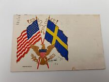 UDB Postcard United States Flag & Flag of Sweden 1844-1905 Embossed picture