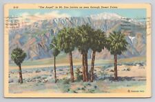 Postcard The Angel in Mt San Jacinto as seen through Desert Palms 1943 picture