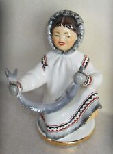 Vintage USSR Lomonosov Porcelain Yakut /Inuit Eskimo Girl Sturgeon Fish Figurine picture