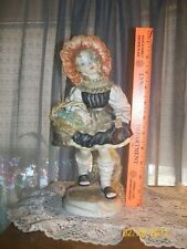Capodimonte Capo Dimonte Large Country Girl Figurine Bonnet Flower Basket Italy picture
