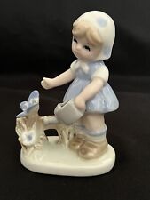 Vintage Porcelain Cabinet Figurine Girl W Watering Can Butterfly picture
