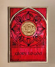 Vintage 1971 Franklin Mint Christmas Holiday Card with a medal; GLORY TO GOD picture