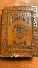 Vintage Adequate Insurance METAL COIN BOOK BANK with key picture