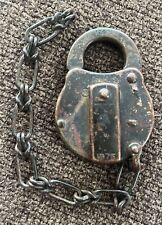 Antique YALE & TOWNE MFG Co. Brass Lock Model 1275 RAILROAD LOCK w/Chain picture