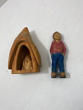 Vintage Hand Carved Wooden Man Not Signed By Artist Unique And Nesting houses picture