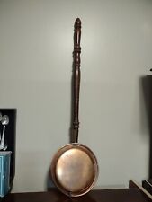 Antique Copper Bedwarmer W/Wooden Handle picture