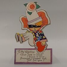 1925 Valentine Boy Clown Heart Buzza Company Craftacres USA Die Cut Vintage picture