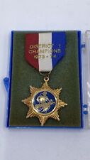 Vintage 1973 - 1974 Football District 1 Champions Brass Award Medal Pin W/Case picture