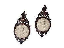 Pair MCM Dart Ind Syroco GREEK ROMAN GODDESS Cameo Wall Plaques Copper Tone 4056 picture