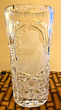 VTG Etched Heavy Crystal Vase Pope John Paul II Catholic Gift Christian READ picture