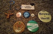 8 Buttons Pins Badges Keychain LOT Cadet Musician Young & Preppy Fidelity 80's picture