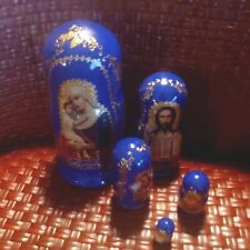 Wooden Nesting Doll Hand made 5 pieces RELIGION Set HOLY MOTHER OF GOD 7
